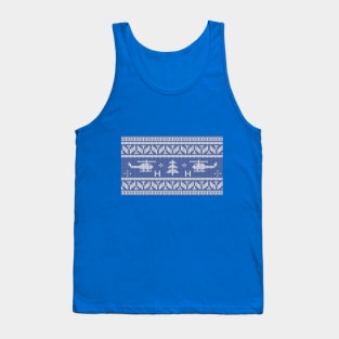 White and Blue Helicopter Aviation Christmas Pattern Tank Top